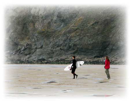 Surfer at Mawgan Porth